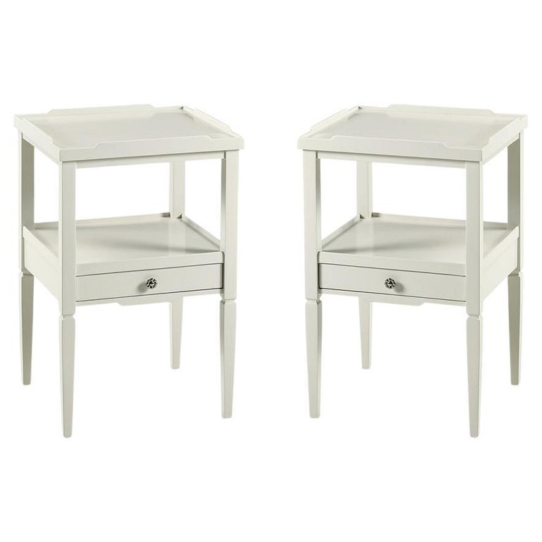 Pair of Country Painted Two Tier End Table For Sale at 1stDibs