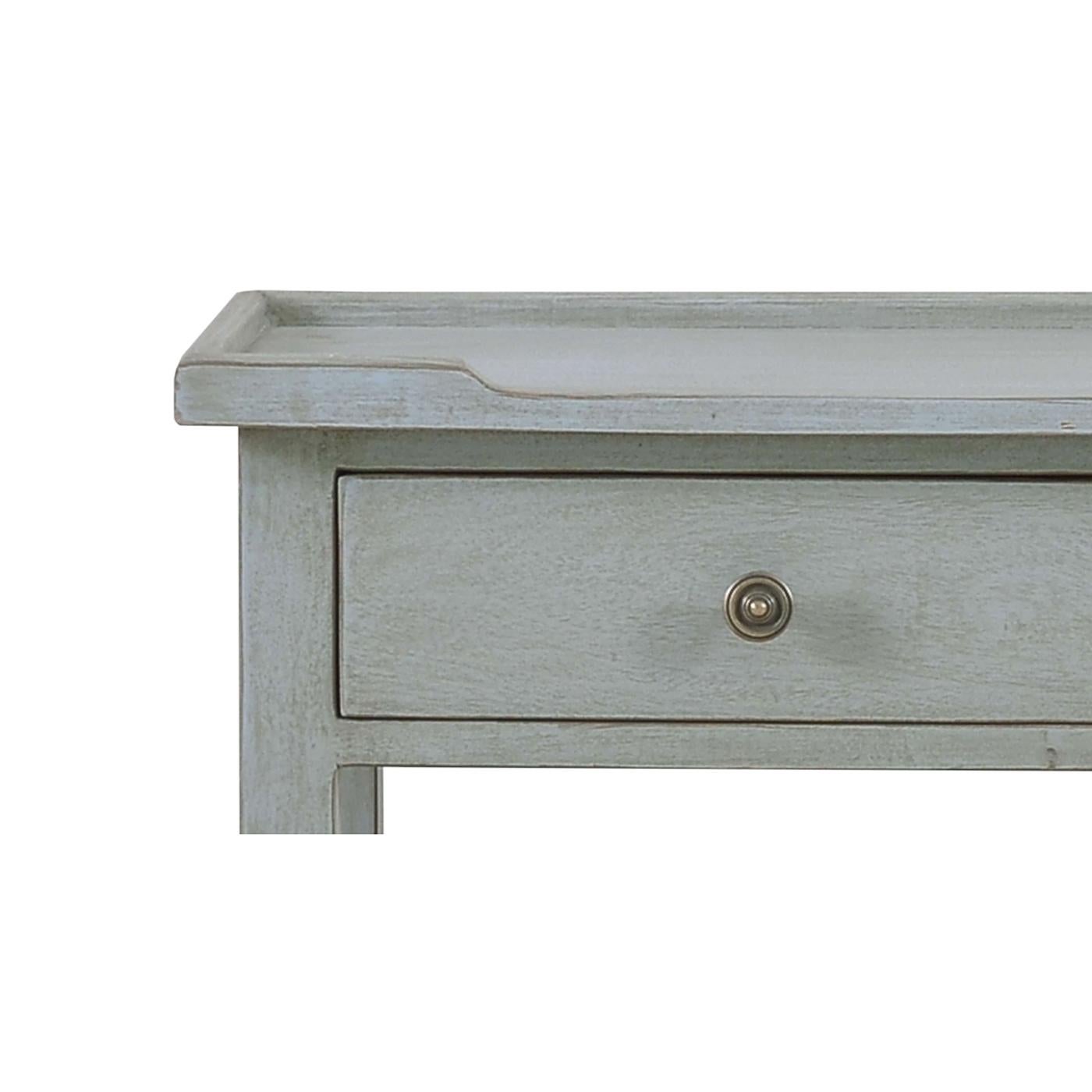 French Provincial Pair of Country Style Console Tables in Charleston Gray For Sale