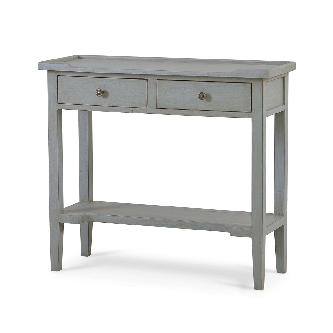 Asian Pair of Country Style Console Tables in Charleston Gray For Sale