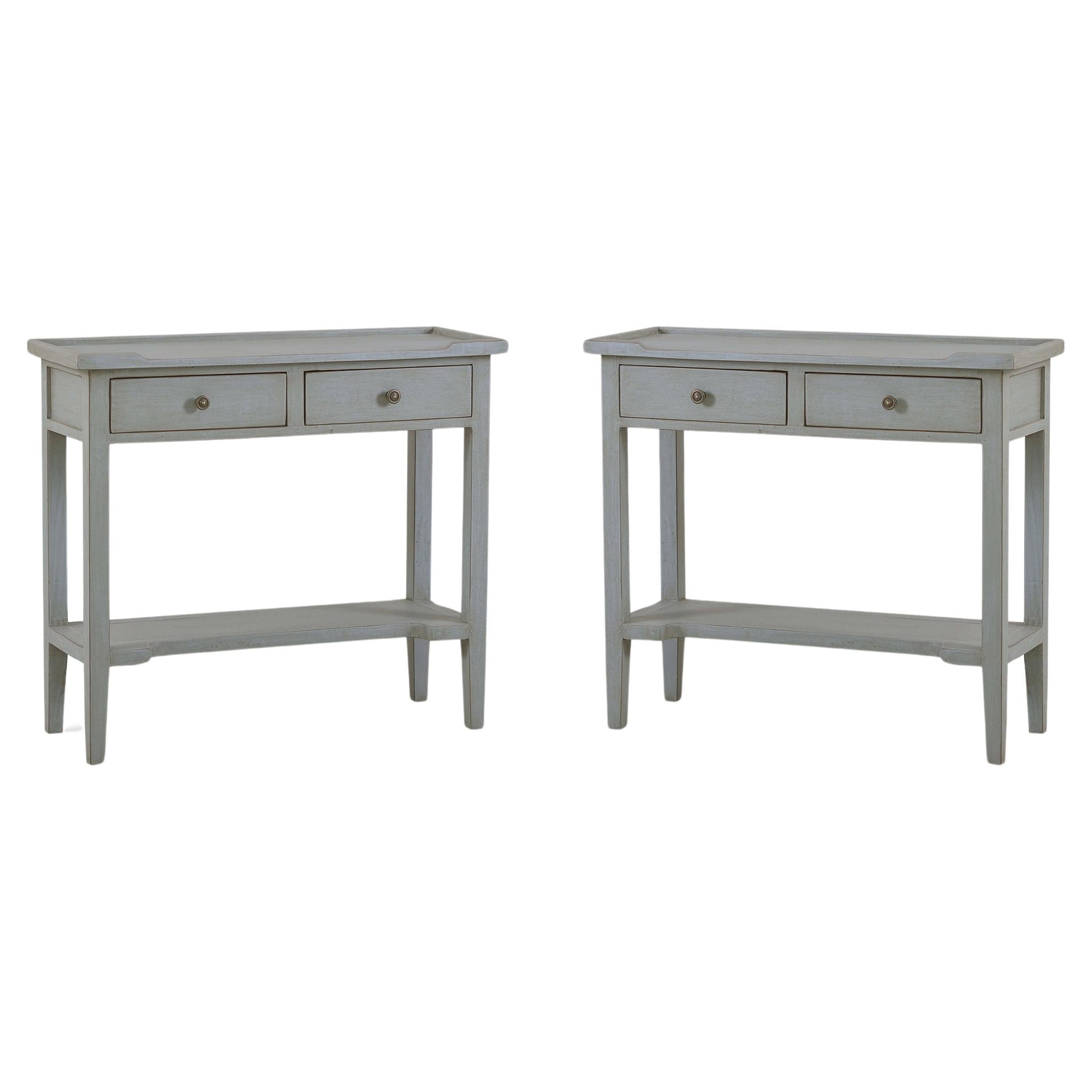 Coppia di tavolini da salotto in stile country in grigio Charleston