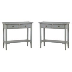Coppia di tavolini da salotto in stile country in grigio Charleston