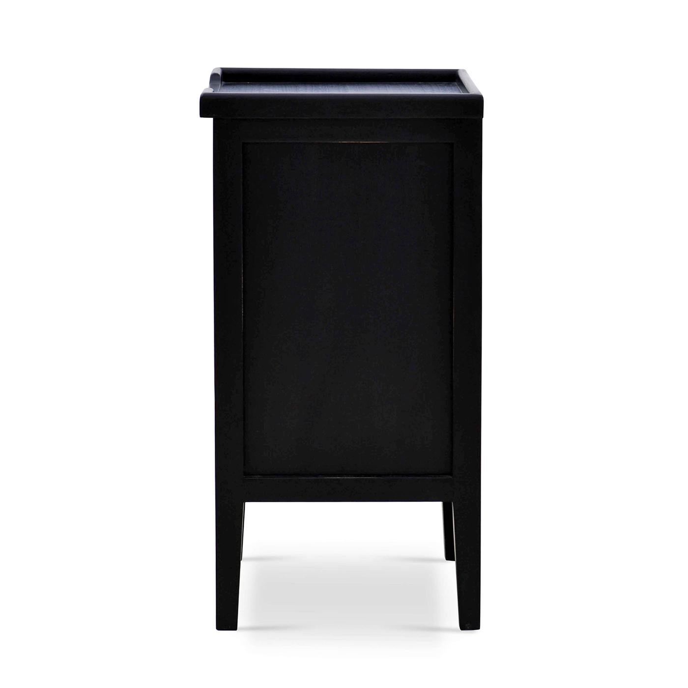 Indonesian Pair of Country Style Three Drawer End Tables in Black For Sale