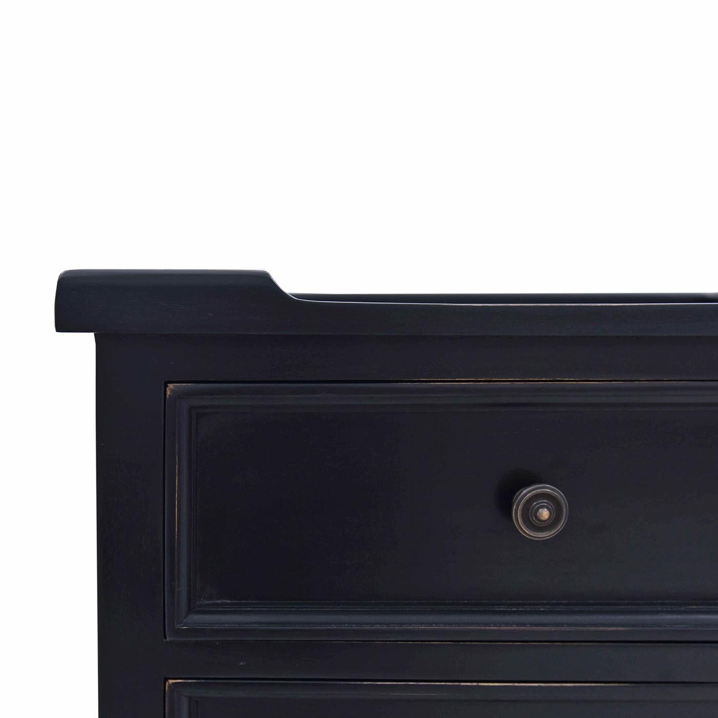 Pair of Country Style Three Drawer End Tables in Black In New Condition For Sale In Westwood, NJ