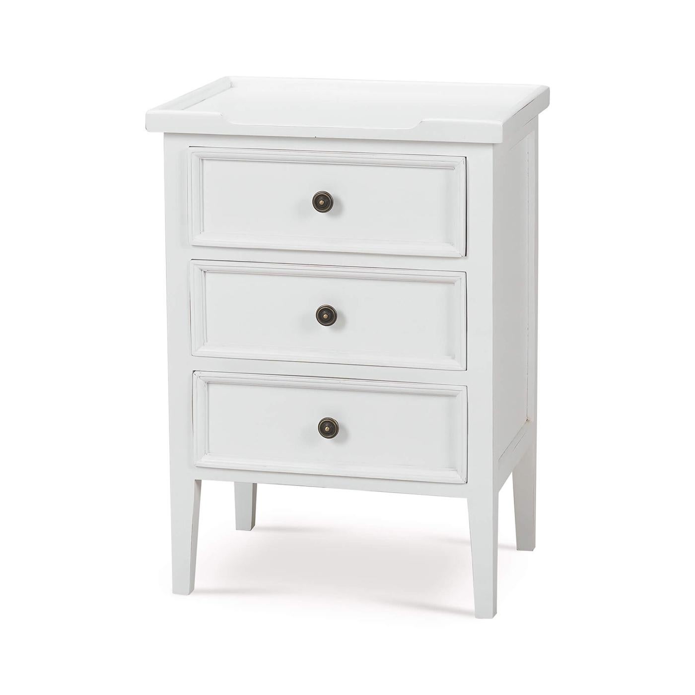 Pair of Country Style Three Drawer End Tables in White In New Condition For Sale In Westwood, NJ