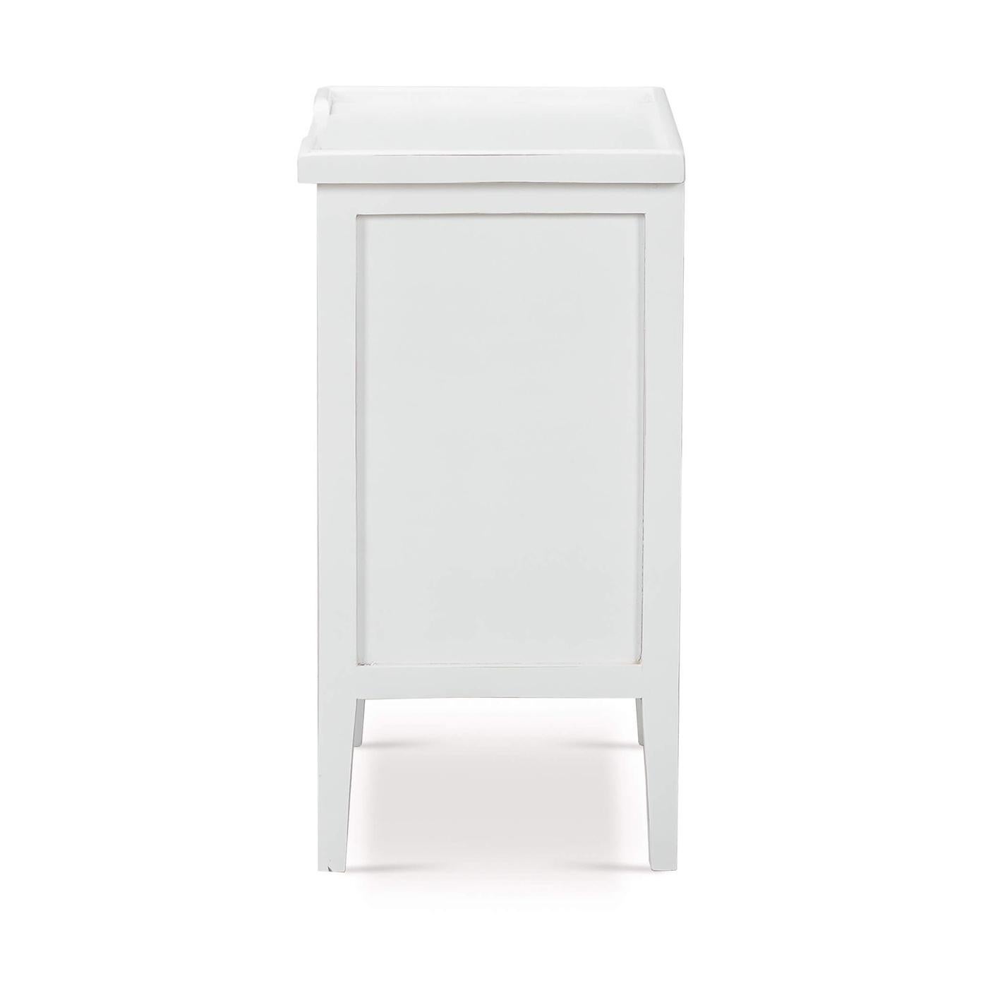 Contemporary Pair of Country Style Three Drawer End Tables in White For Sale
