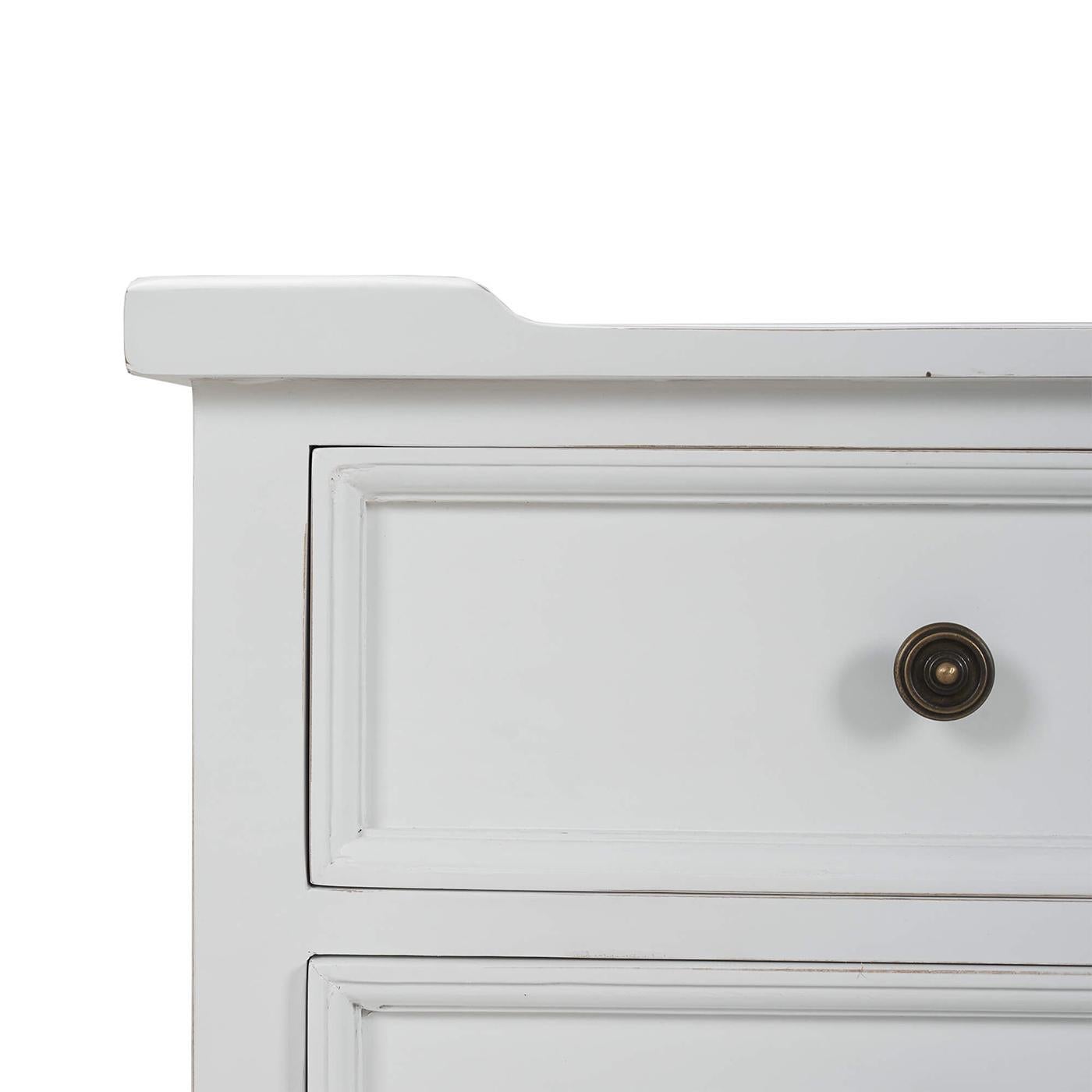 Pair of Country Style Three Drawer End Tables in White For Sale 1