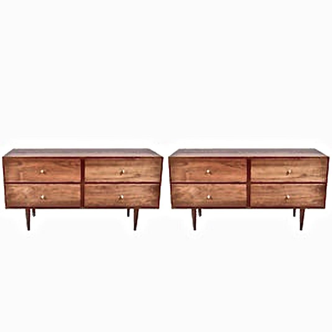 Pair of Country Workshop Lower Black Walnut Dressers, Nightstands, 1960s 4