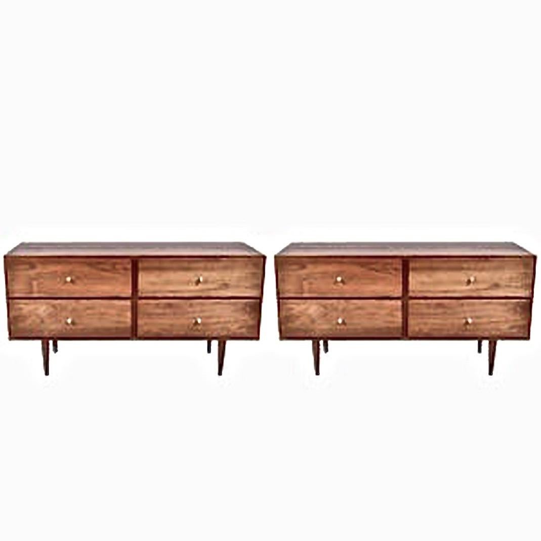 Pair of Country Workshop Lower Black Walnut Dressers, Nightstands, 1960s 5