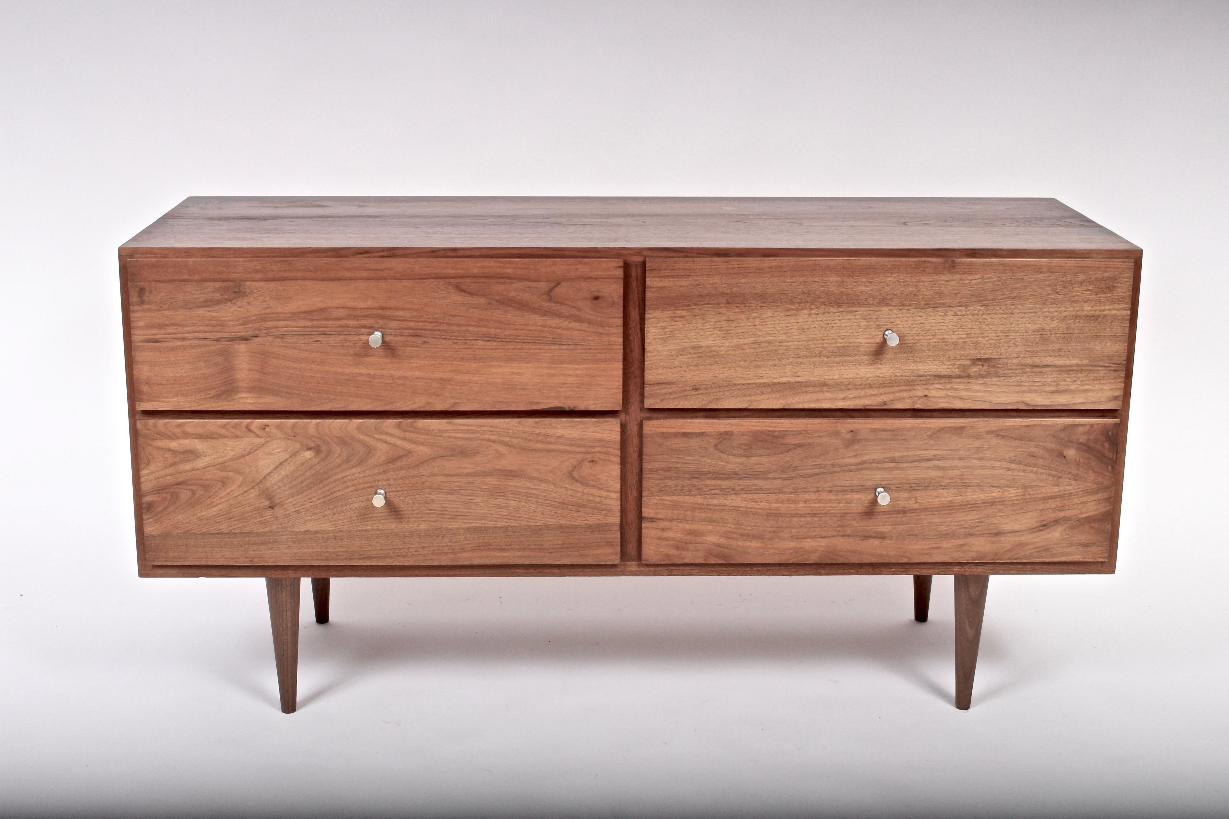 Mid-Century Modern Pair of Country Workshop Lower Black Walnut Dressers, Nightstands, 1960s