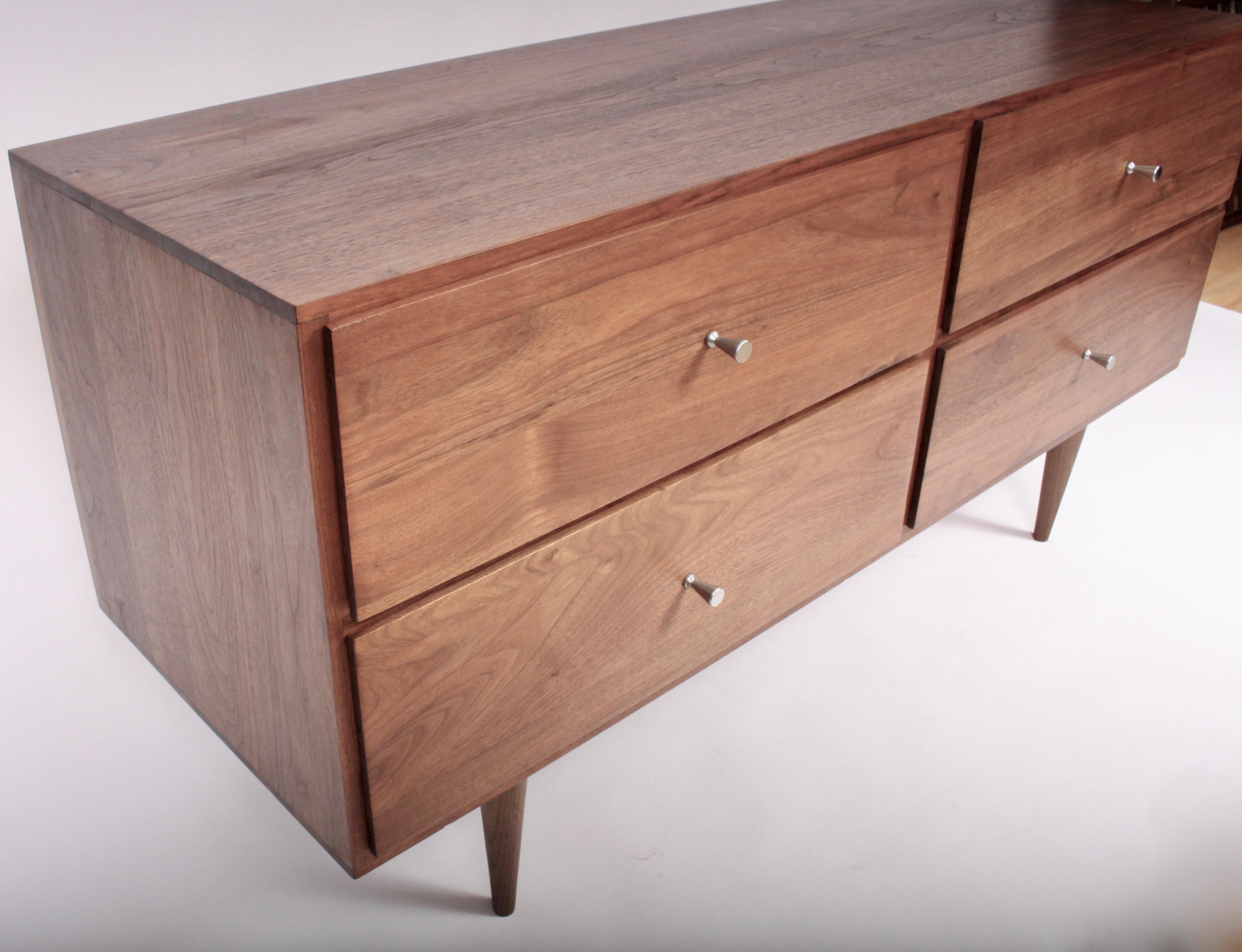 Plated Pair of Country Workshop Lower Black Walnut Dressers, Nightstands, 1960s