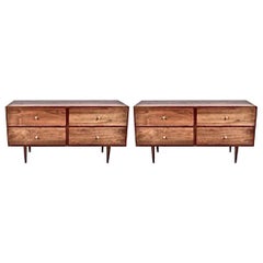 Pair of Country Workshop Lower Black Walnut Dressers, Nightstands, 1960s