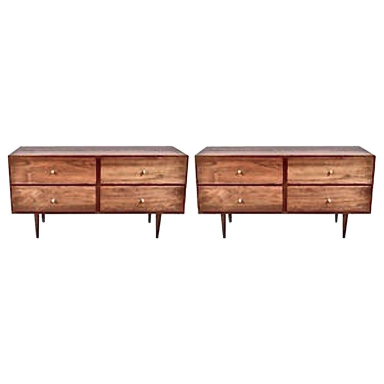 Pair of Country Workshop Lower Black Walnut Dressers, Nightstands, 1960s For Sale