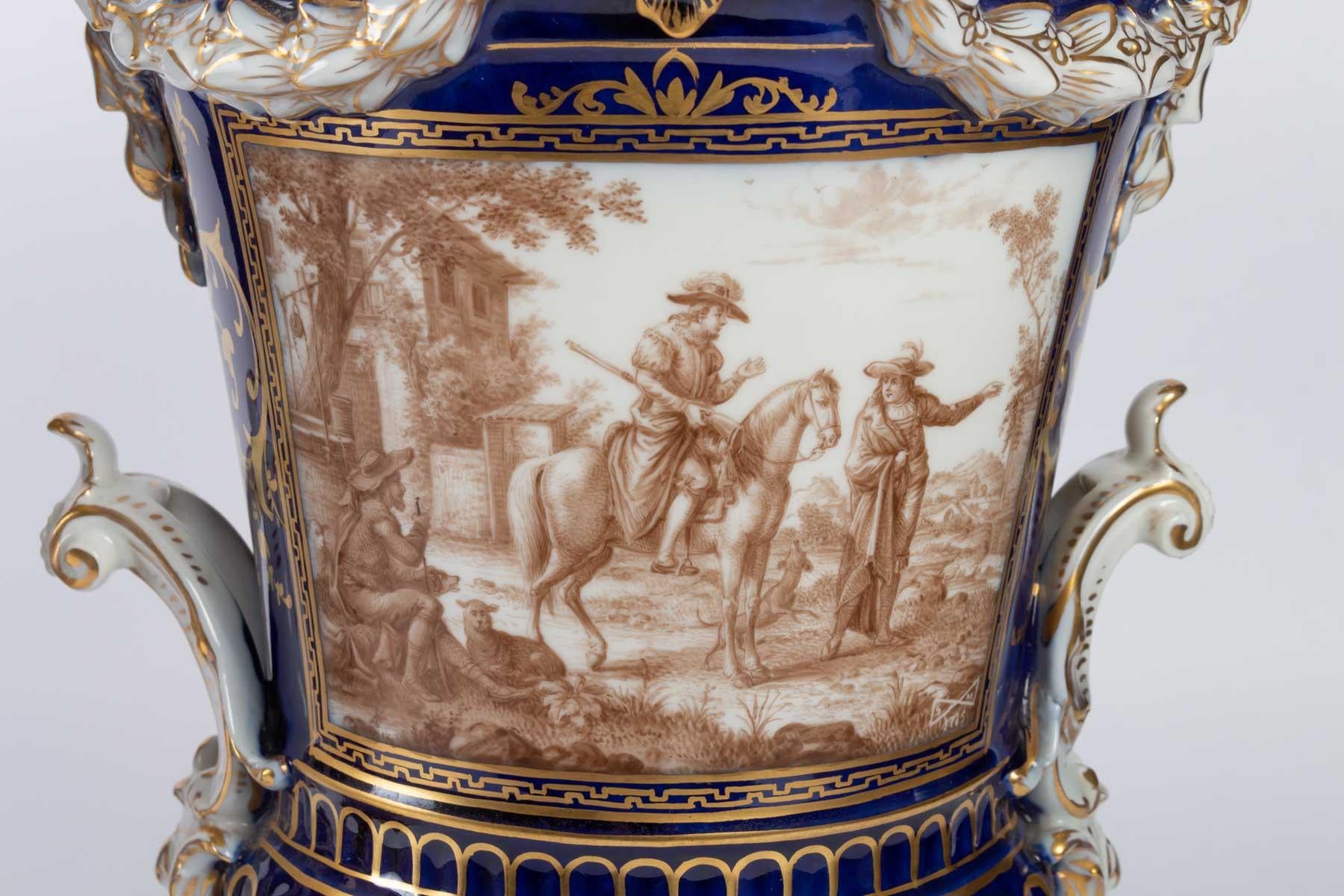 Napoleon III Pair of Covered Porcelain Vases