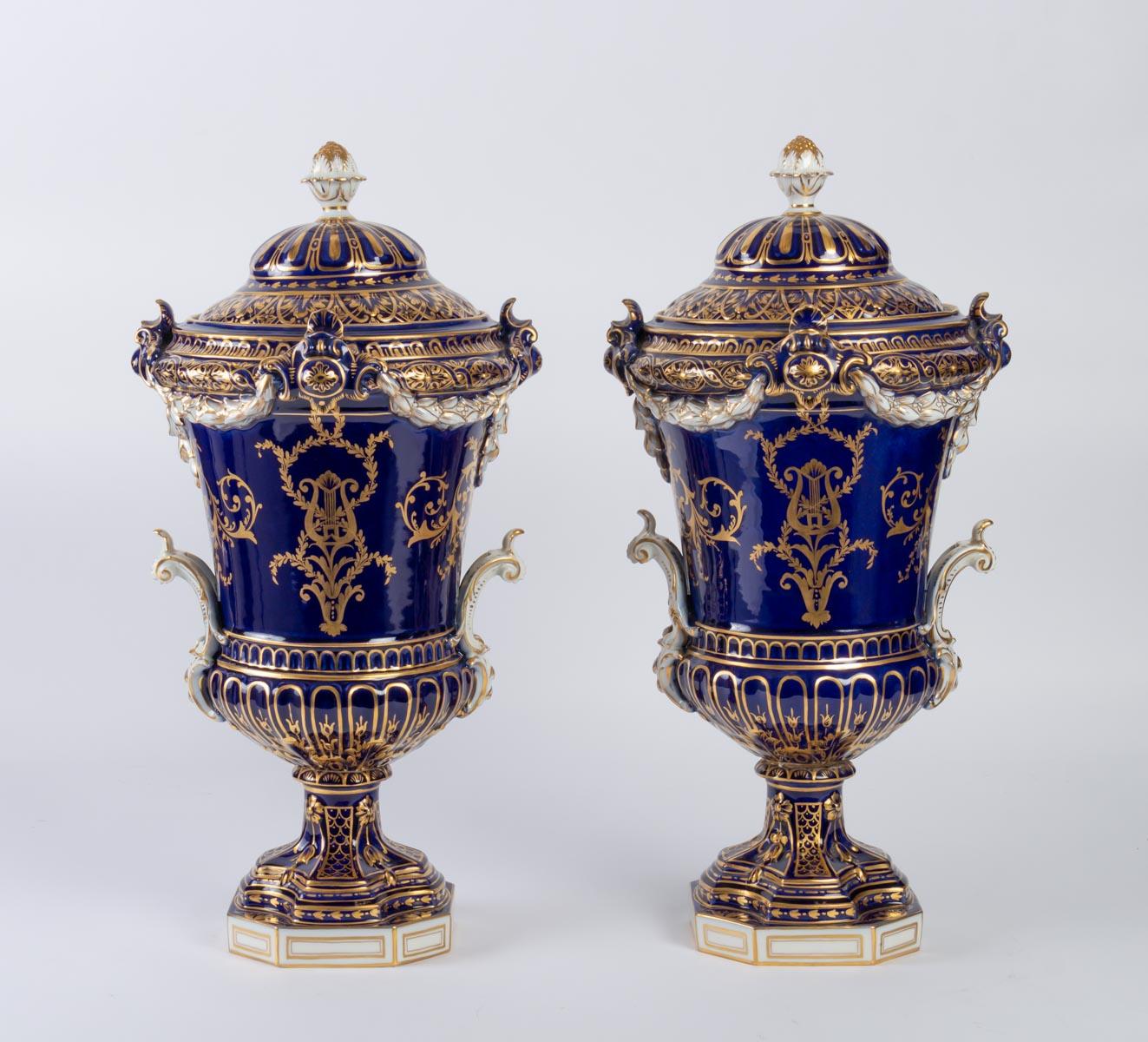 Late 19th Century Pair of Covered Porcelain Vases