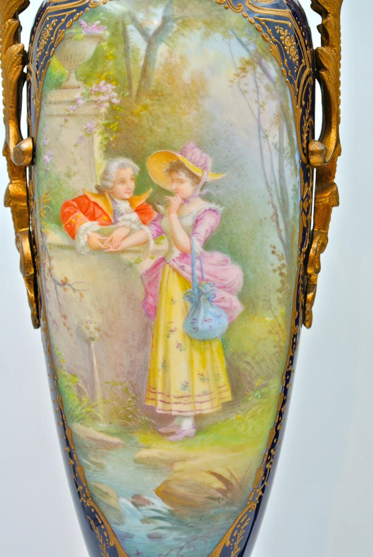 Napoleon III Pair of Covered Vases in Sèvres Porcelain