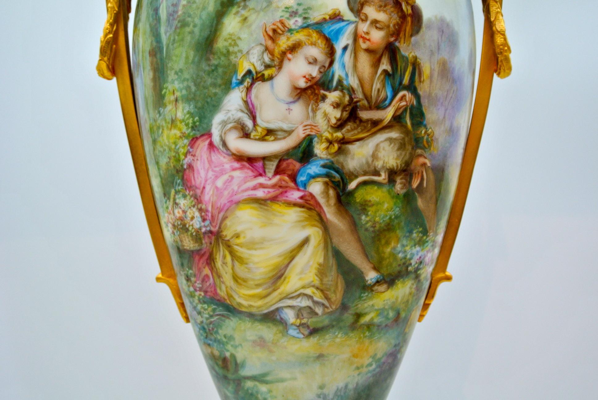 Pair of Covered Vases in Sèvres Porcelain 3