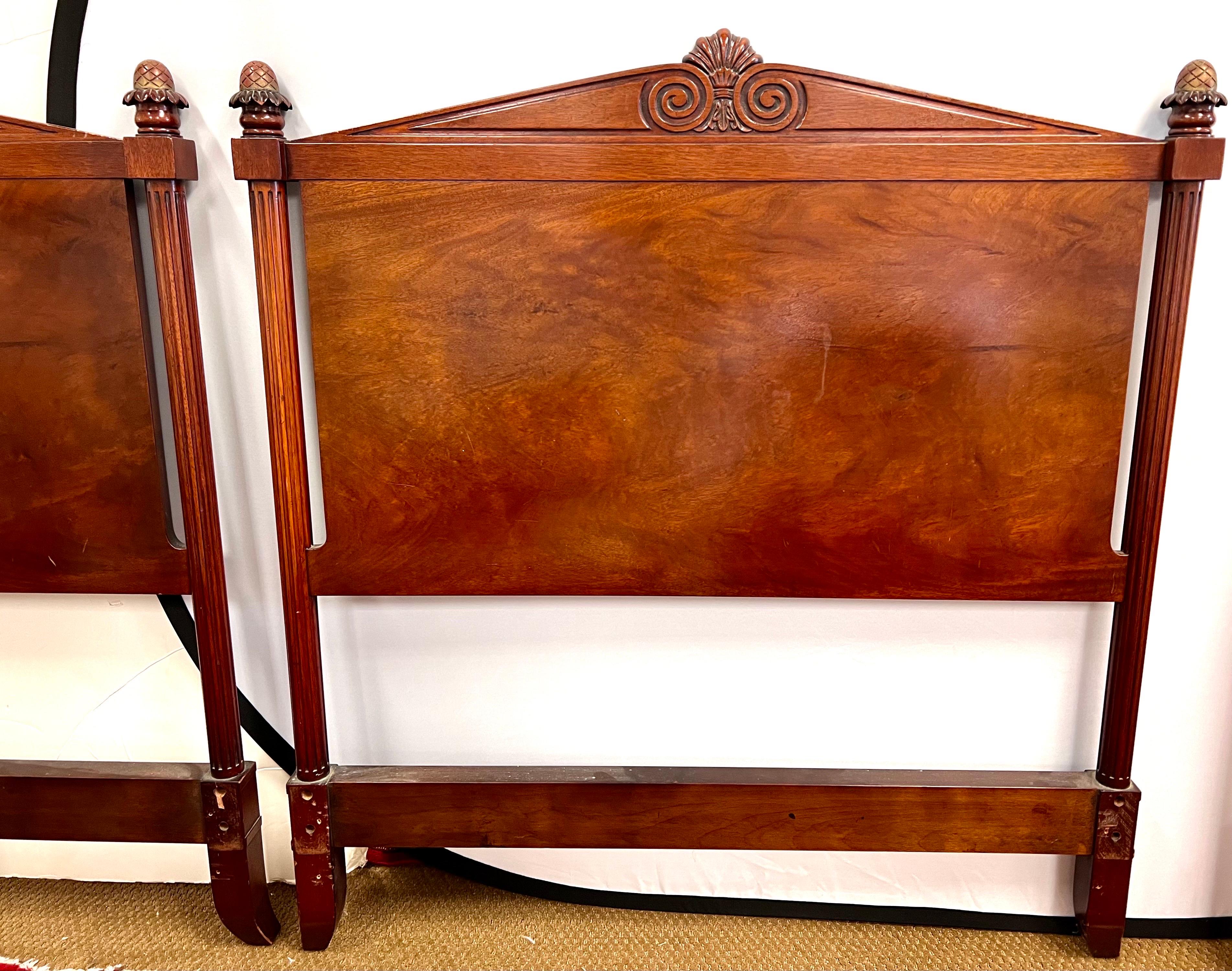 Pair of Coveted Beacon Hill Furniture Collection Mahogany Twin Headboards In Good Condition In West Hartford, CT