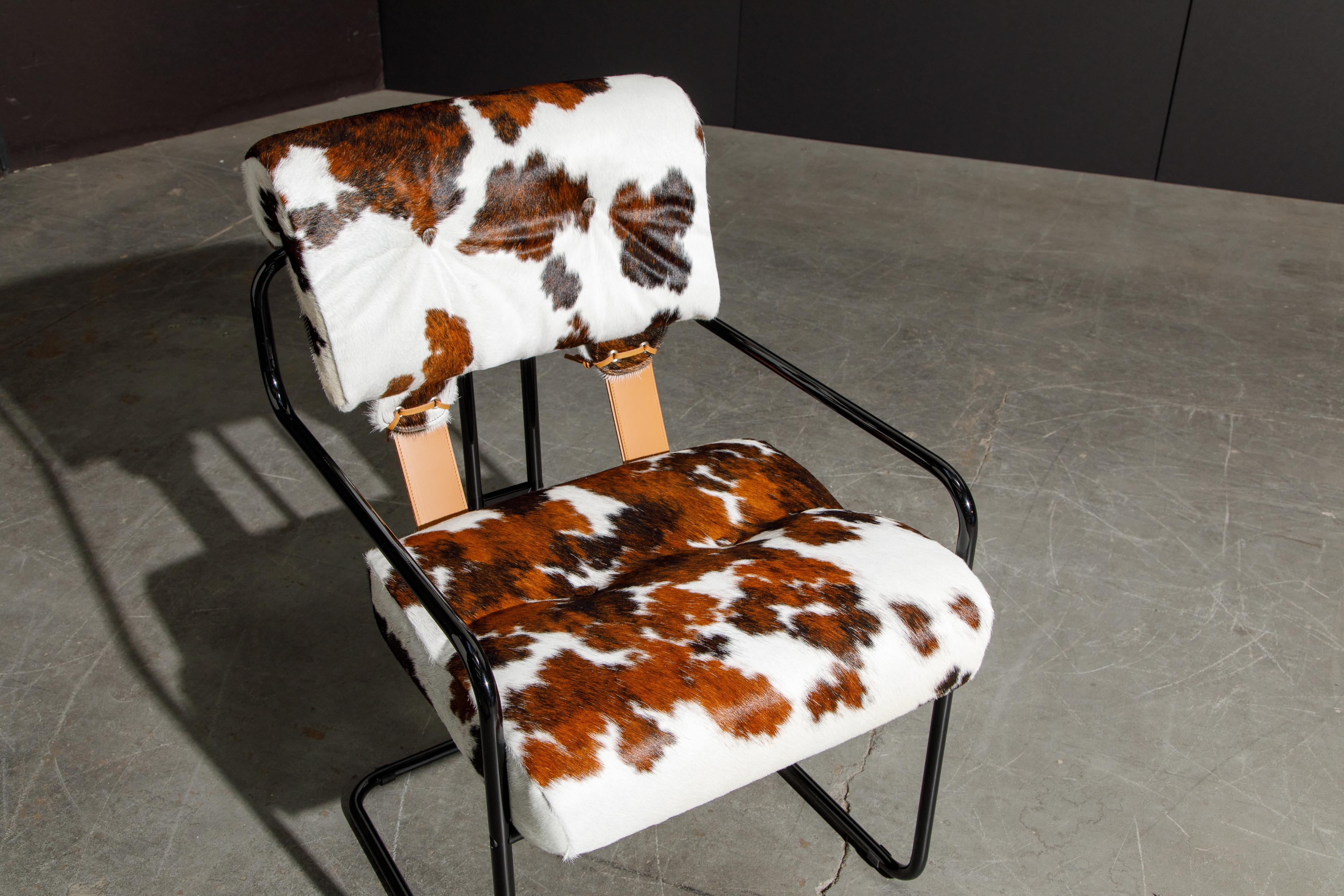 Pair of Cowhide Leather Tucroma Armchairs by Guido Faleschini for Mariani, New For Sale 4