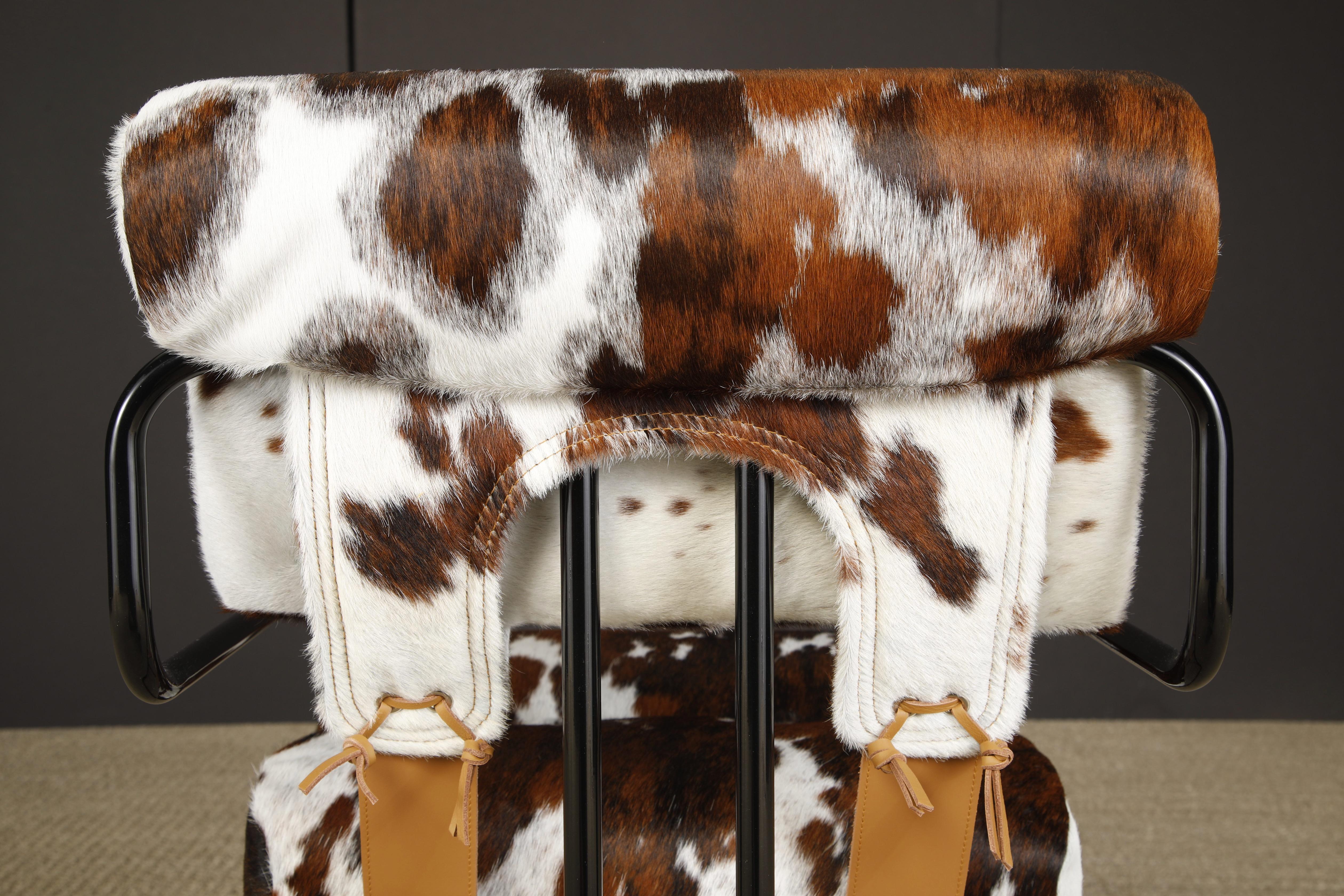 Pair of Cowhide Leather Tucroma Armchairs by Guido Faleschini for Mariani, New For Sale 11