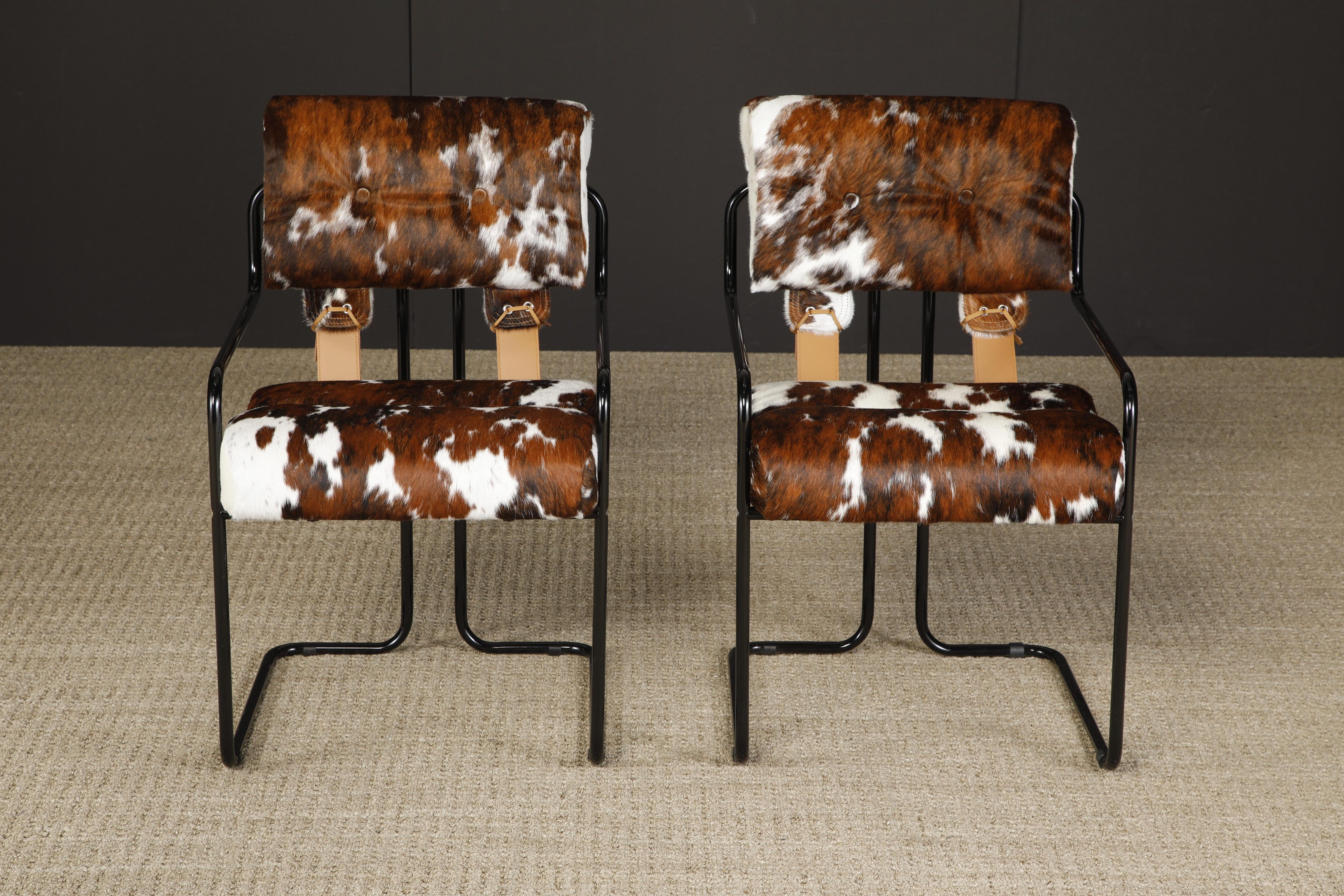 Modern Pair of Cowhide Leather Tucroma Armchairs by Guido Faleschini for Mariani, New For Sale