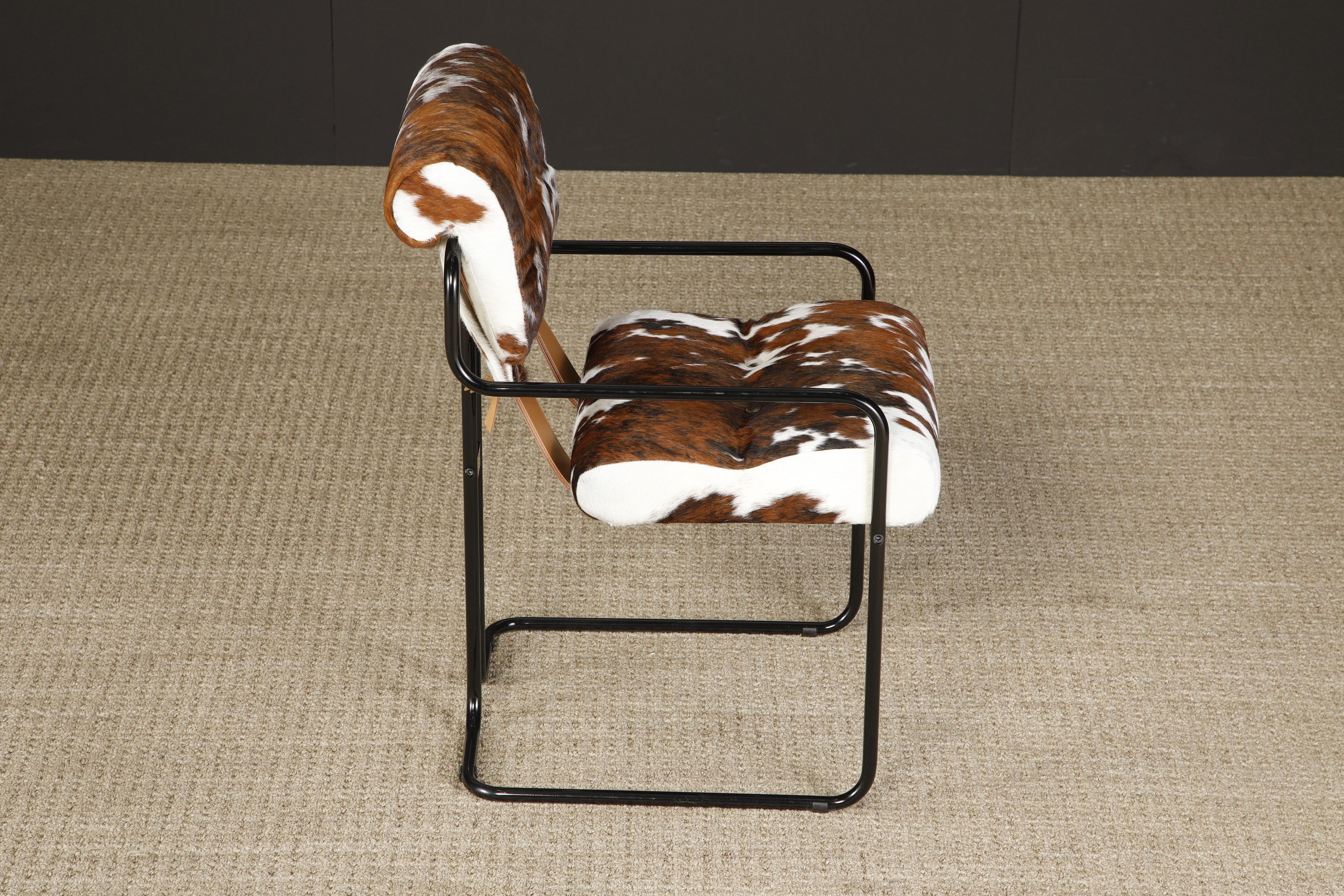 Pareja de sillones Tucroma de cuero de vaca de Guido Faleschini para Mariani, Nuevo Acero en venta
