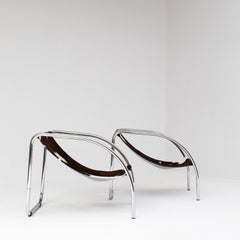 Pair of Cowhide Sling Chairs in Chrome Frame
