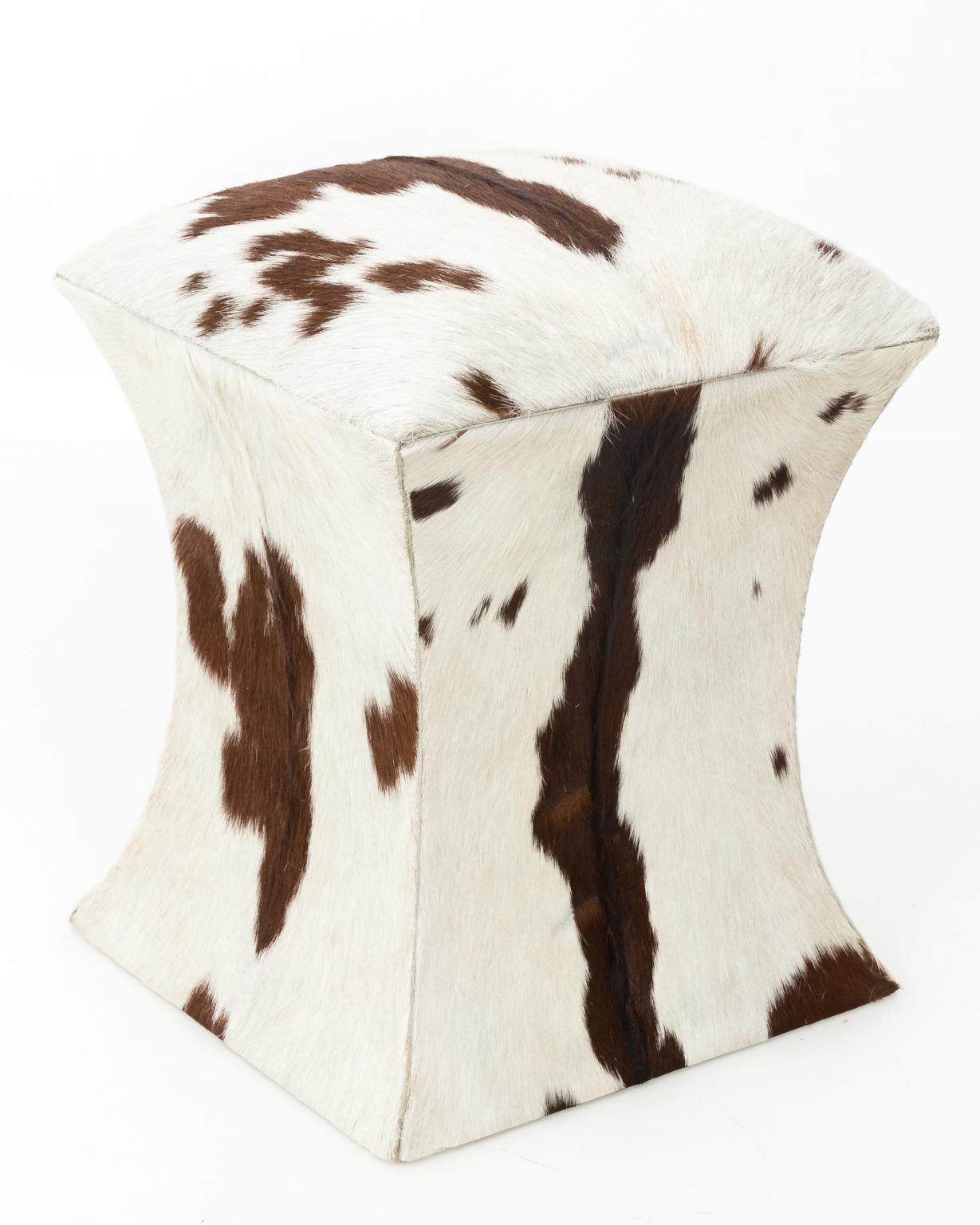Pair of Cowhide Stools In Good Condition In Stamford, CT