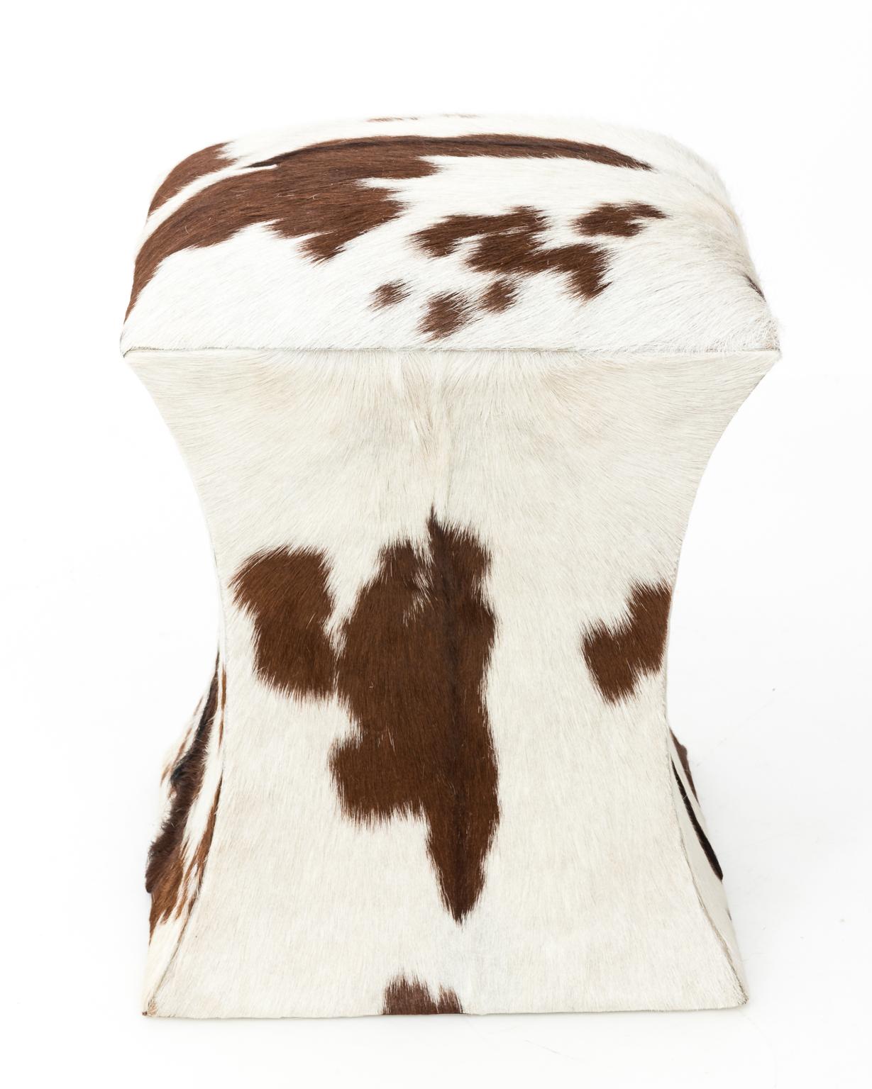 Contemporary Pair of Cowhide Stools