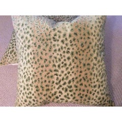 Pair of Cowtan and Tout "Ocelot" Jade & Tan Pillows