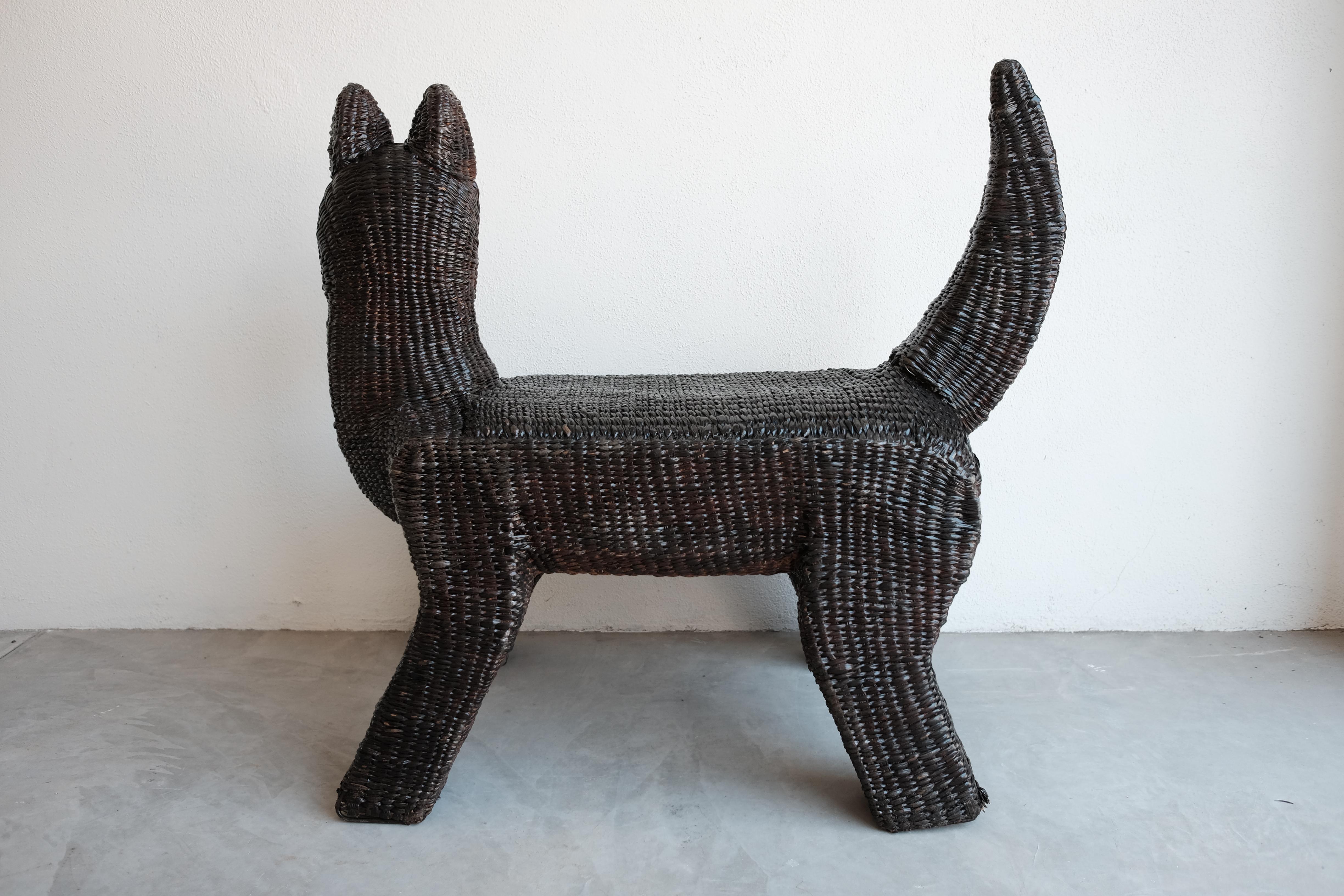 Reed Pair of Coyote and Jaguar Benches by Mario Lopez Torres 1974