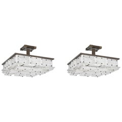 Pair of CPS Rock Crystal Semi Flush Mounts by Phoenix