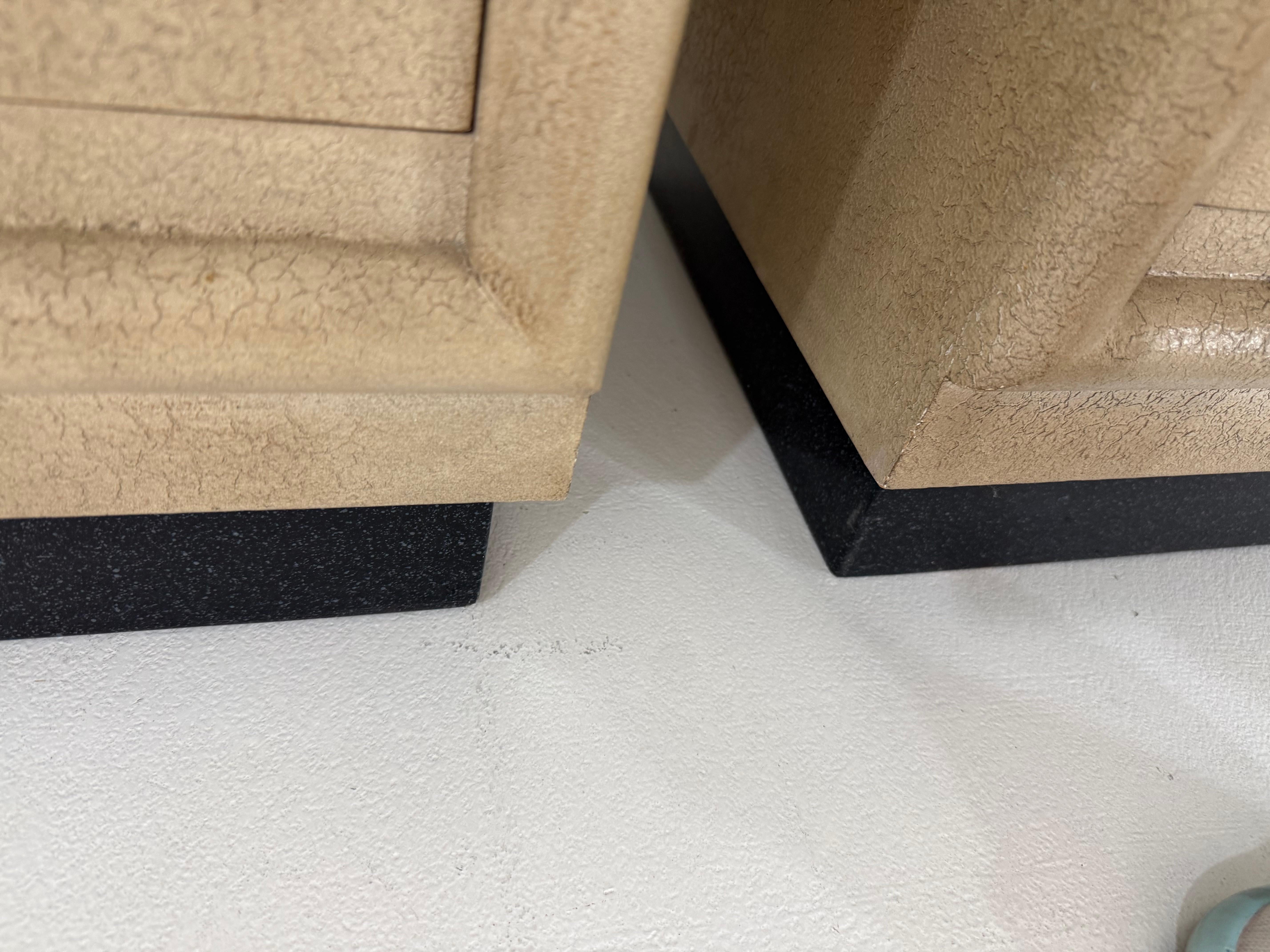Pair of Crackle Finish Three-Drawer Chests by Grandwood Furniture For Sale 4