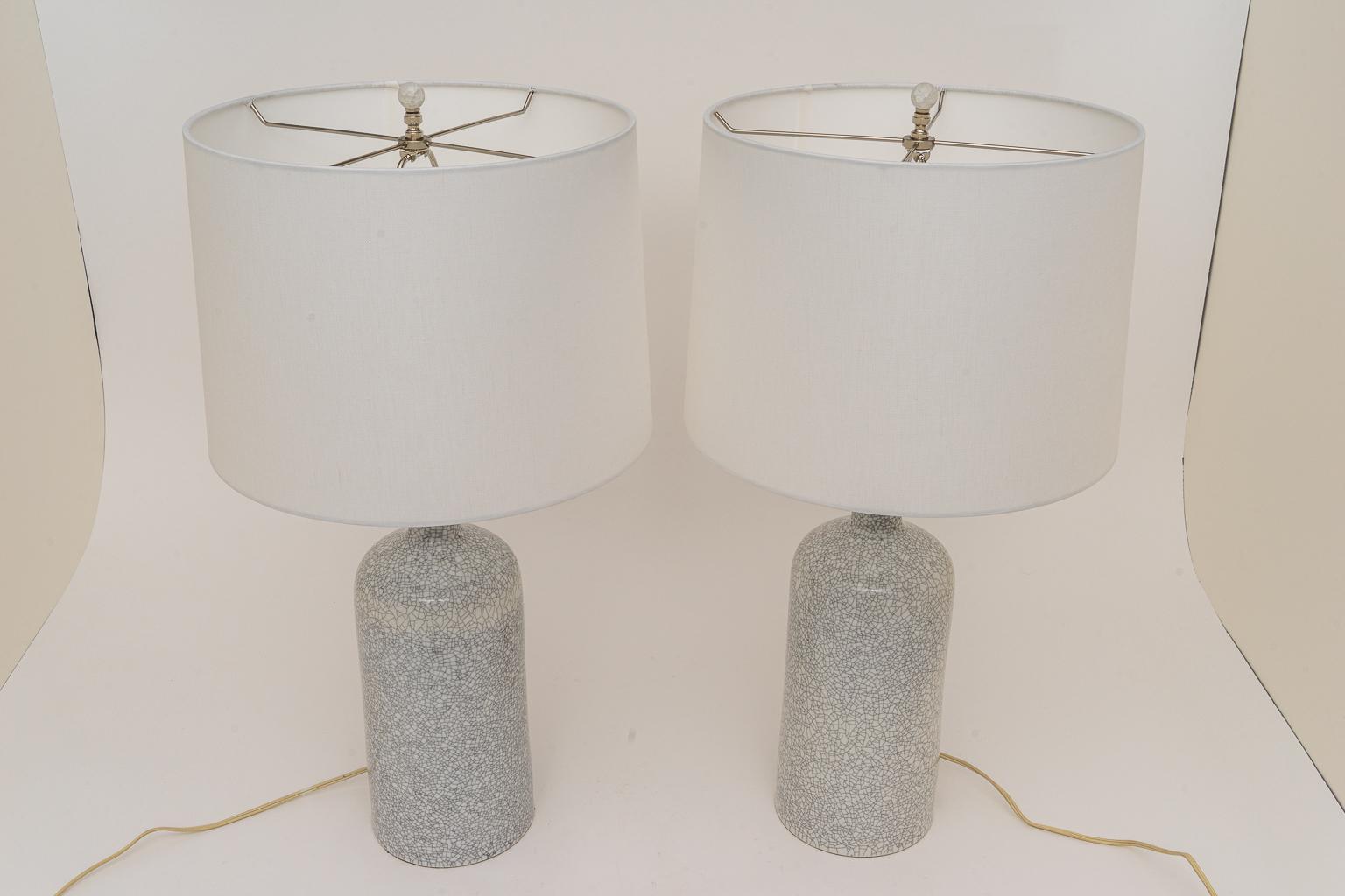 Mid-Century Modern Pair of Crackle Glaze Lamps by Arabia