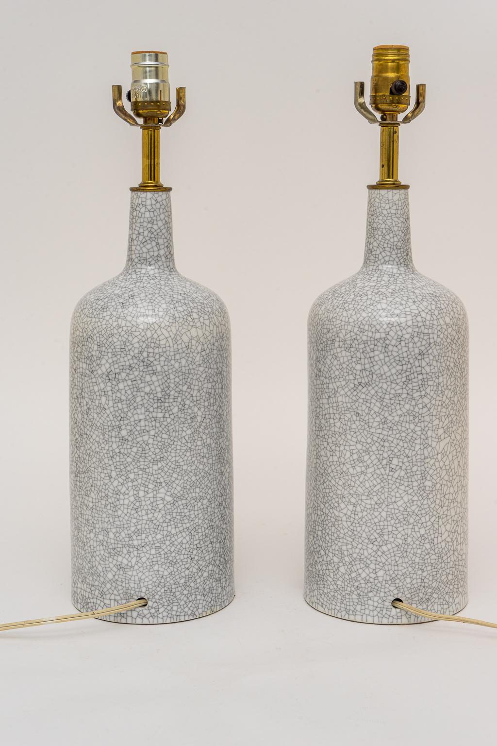 Swedish Pair of Crackle Glaze Lamps by Arabia