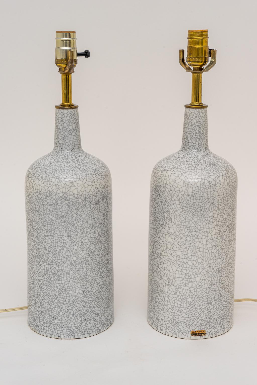 Glazed Pair of Crackle Glaze Lamps by Arabia