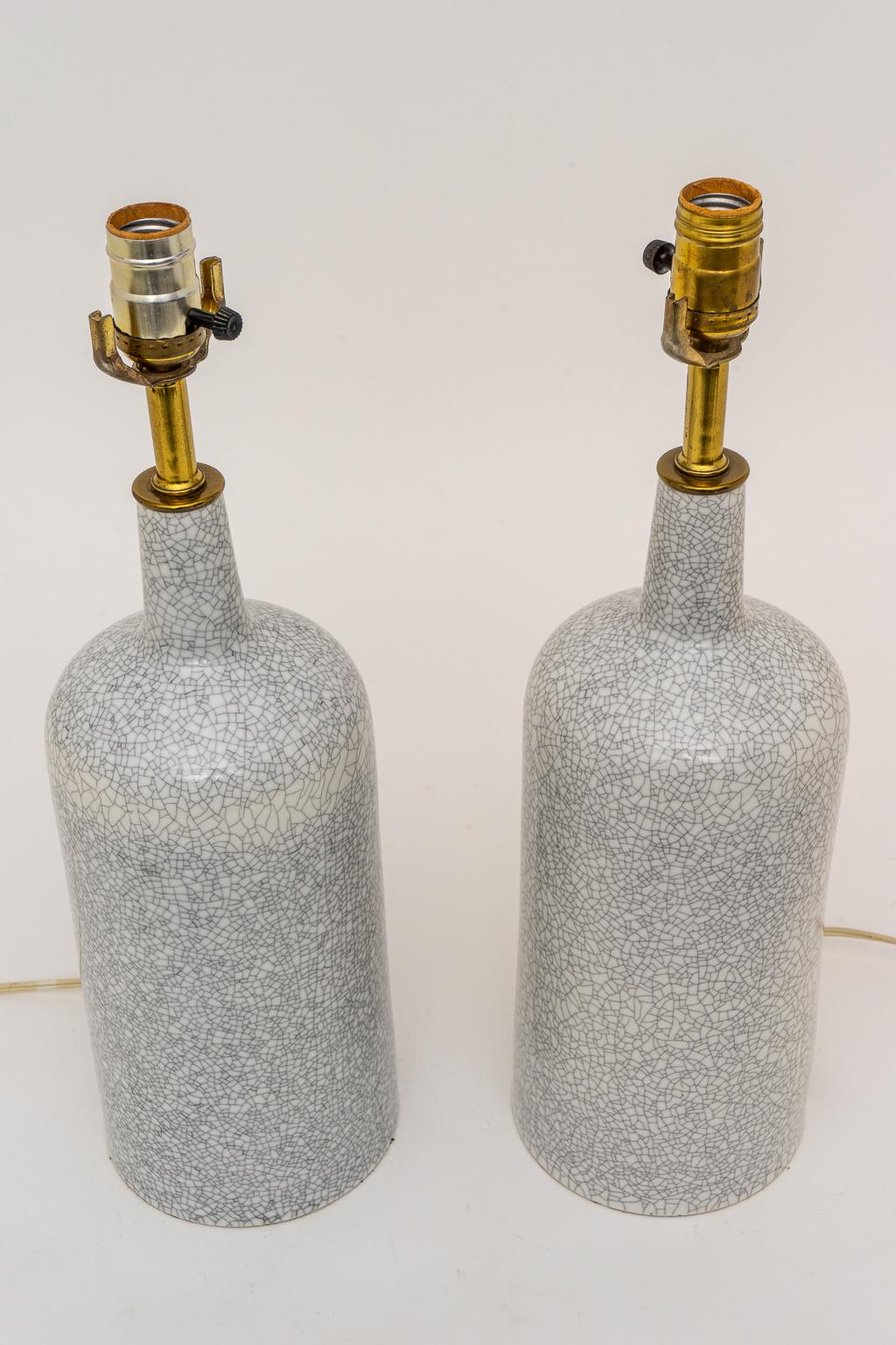20th Century Pair of Crackle Glaze Lamps by Arabia