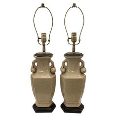 Pair of Crackled Porcelain Lamps