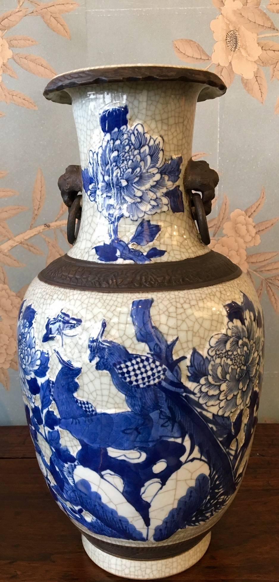 Chinese Pair of Crackleware Vases For Sale