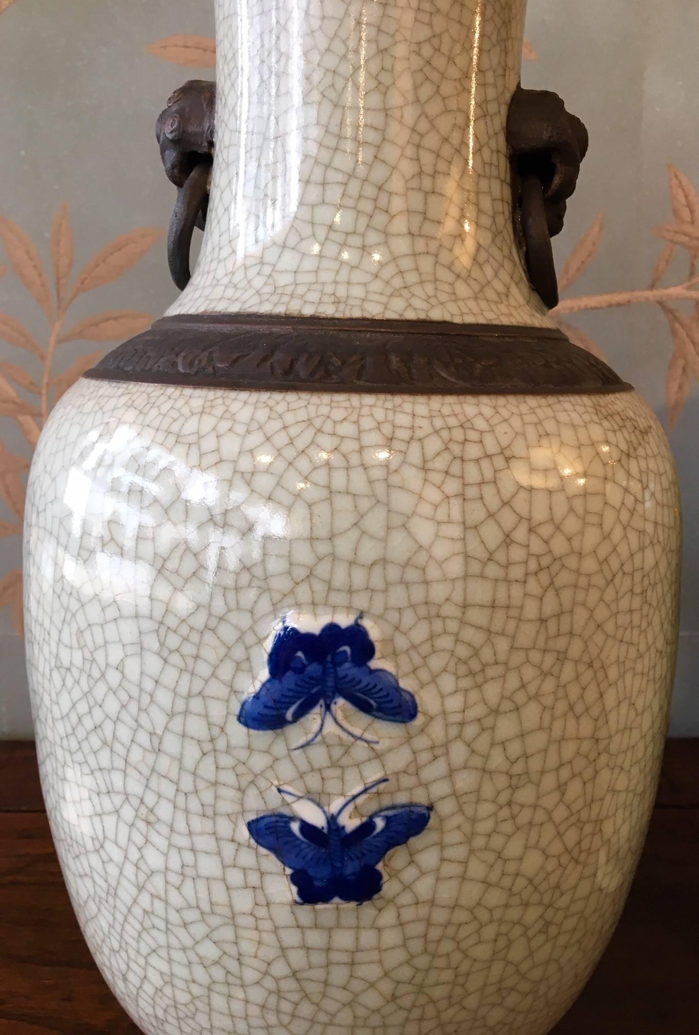 20th Century Pair of Crackleware Vases For Sale