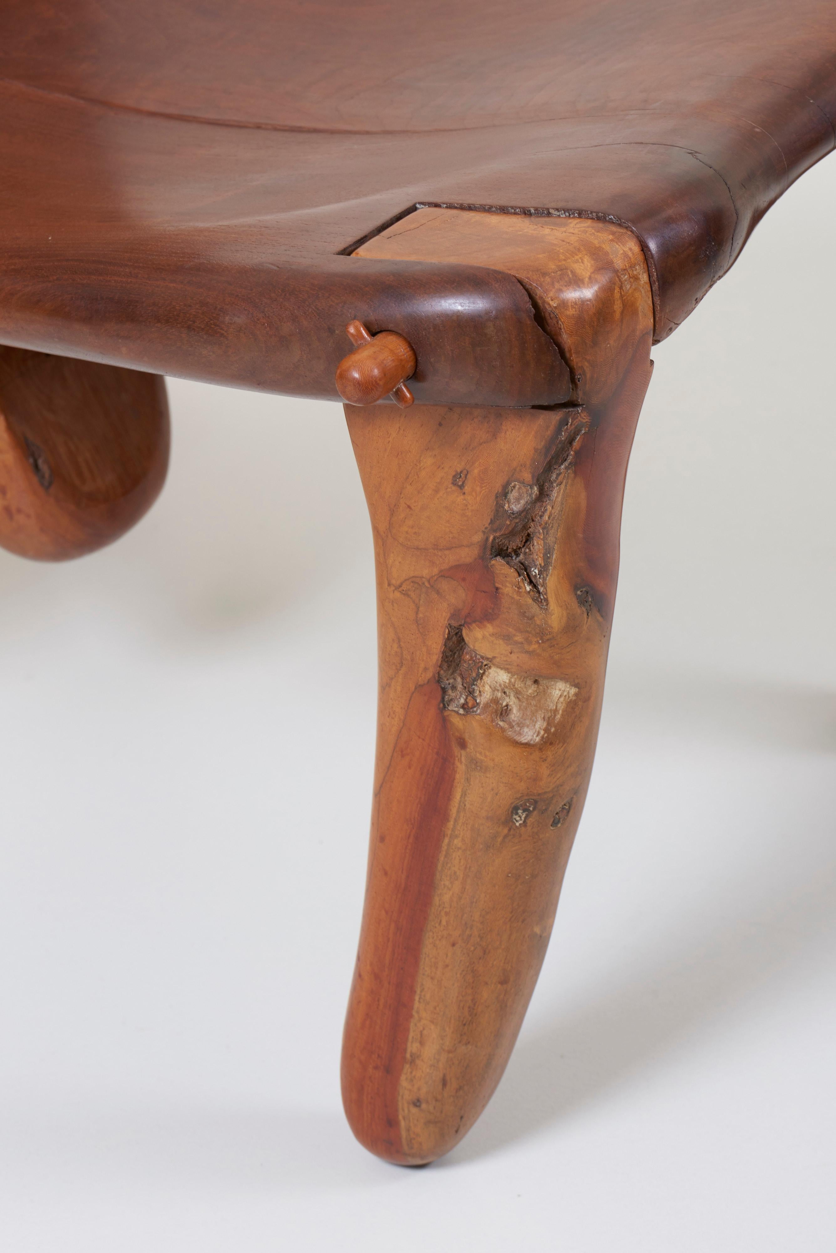 Mid-20th Century Pair of Craft Wooden Studio Lounge Chairs by Don Shoemaker, Mexico, 1960s