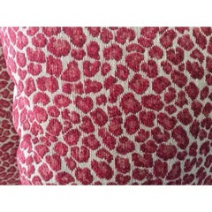 Pair of Cranberry Chenille Leopard Print Pillows