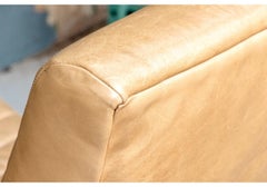 Pair Of Crate and Barrel Channel Tufted Leather Lounge Chairs