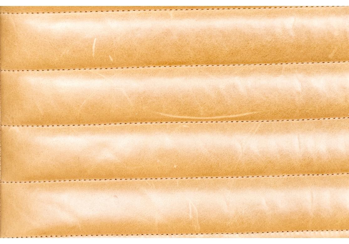 Pair Of Crate and Barrel Channel Tufted Leather Lounge Chairs im Zustand „Relativ gut“ im Angebot in Bridgeport, CT