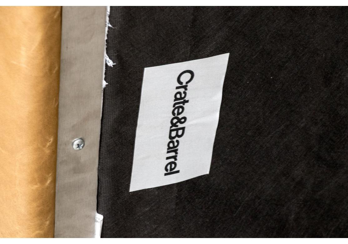 Pair Of Crate and Barrel Channel Tufted Leather Lounge Chairs im Angebot 3