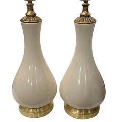 Pair of Cream Color Porcelain Lamps