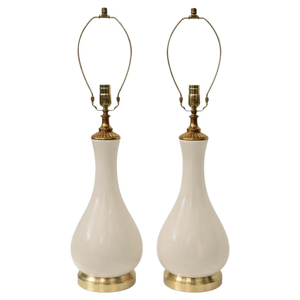 Pair of Cream Color Porcelain Lamps