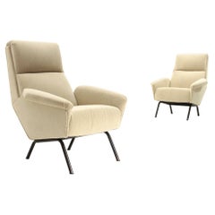 Pair of Cream Colored Italian Armchairs, 1950s