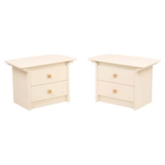 Pair of cream lacquered bedside tables by Pierre Cardin, 1980