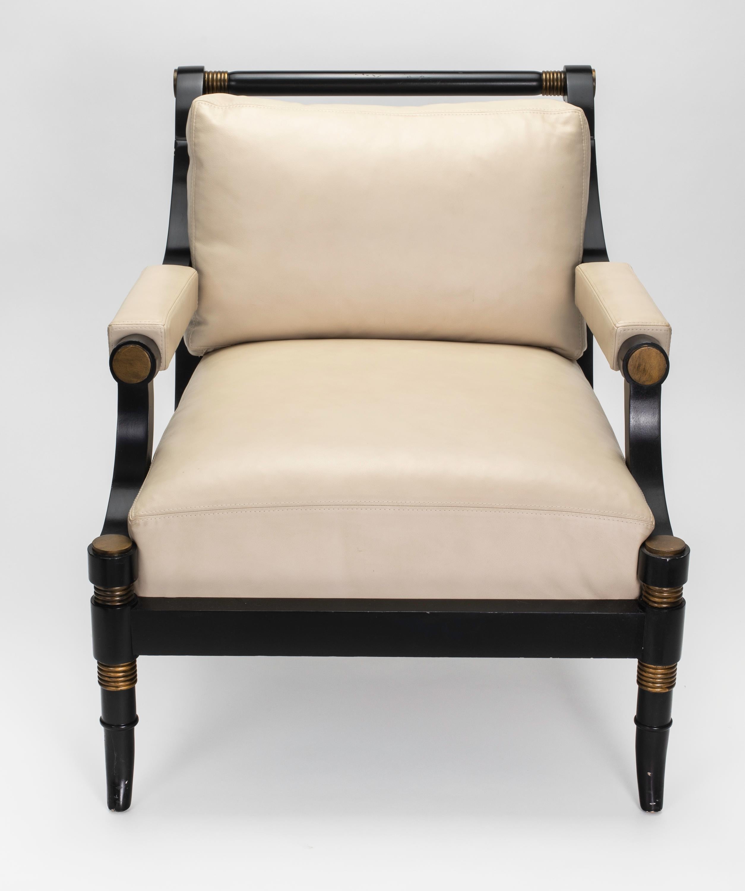 cream leather lounge chairs