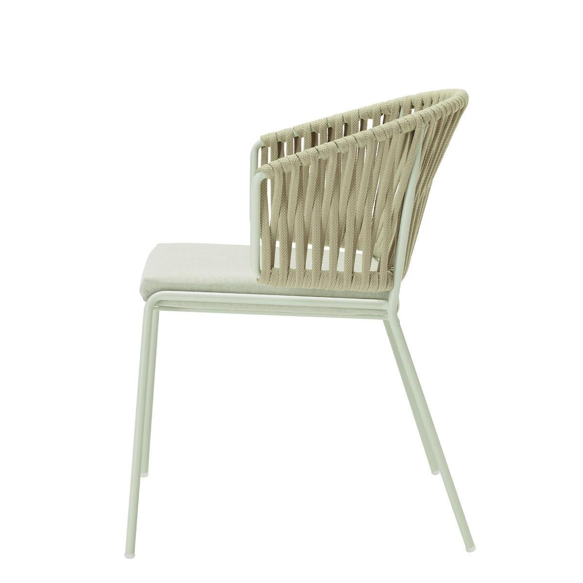 Paire de fauteuils en métal et cordes de couleur crème pour l'extérieur ou l'intérieur, 21e siècle Neuf - En vente à Saint-Ouen, FR